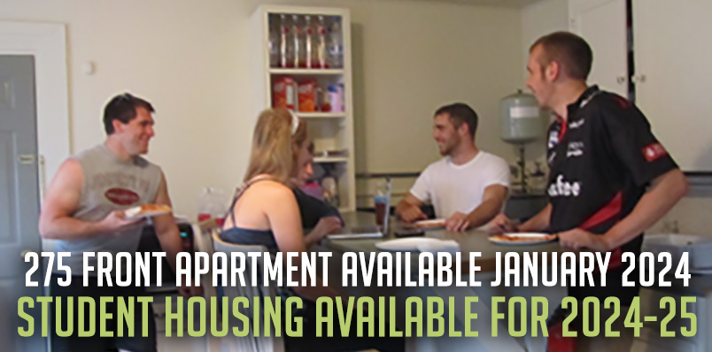 275 Front Apartment Available January 2024. Student housing available for 2024-25
